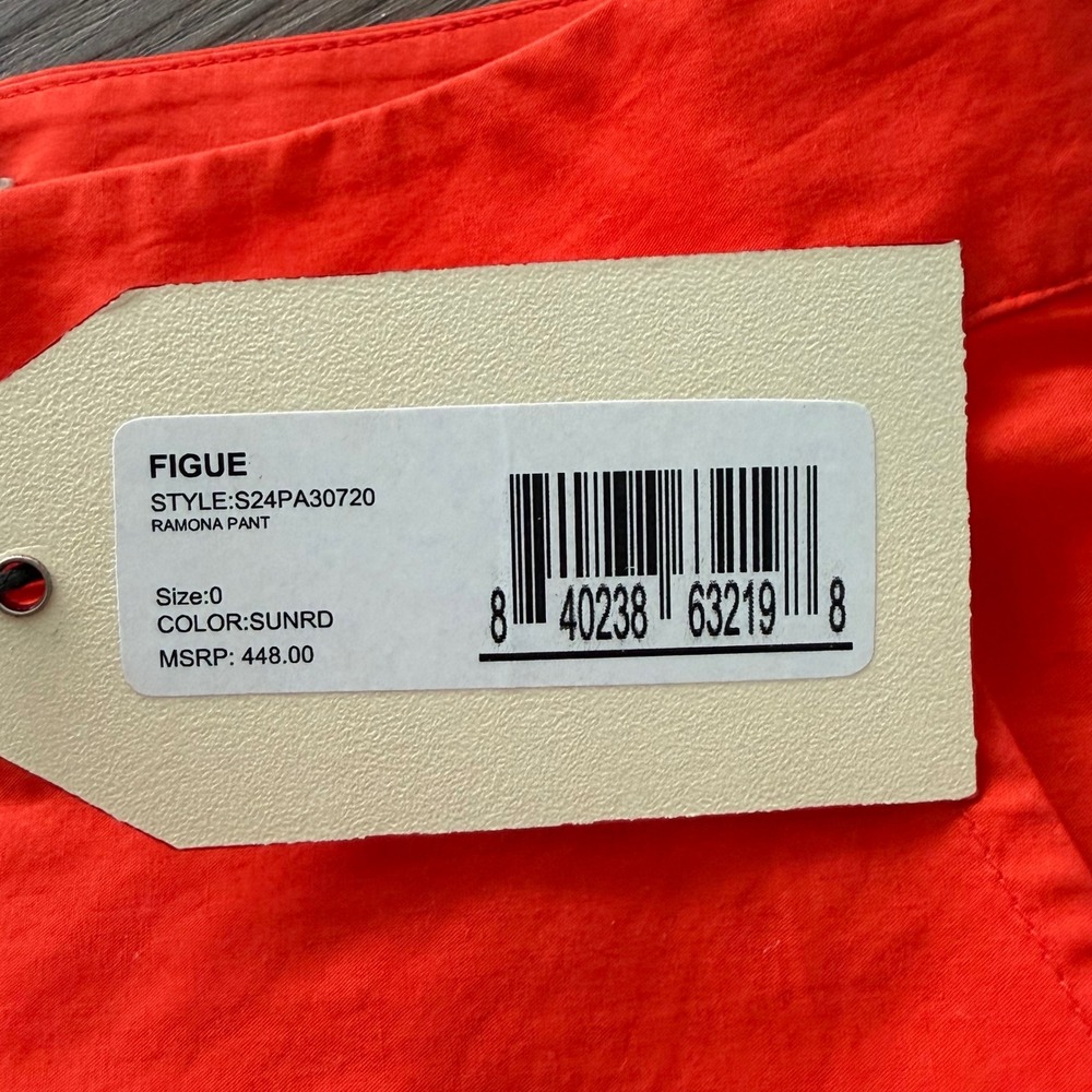 FIGUE Ramona Pant Orange Embroidered Eyelet‎ Wide Leg Culottes Size 0 MSRP $448 - Picture 5 of 7